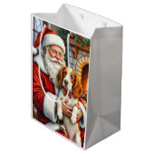 Kerstman met Brittany Spaniel Kerst Kunst Medium Cadeauzakje (Achterkant Gekanteld)