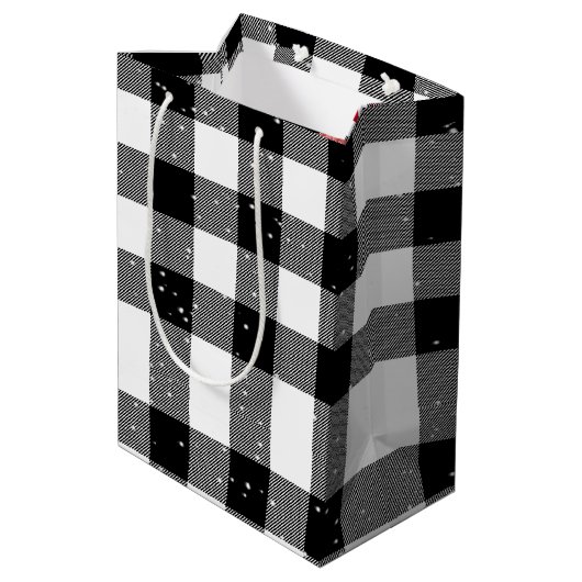 kerstman met buffet met middelmatige cadeautas (Achterkant Gekanteld)