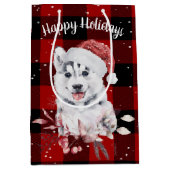 kerstman met buffet met middelmatige cadeautas (Voorkant)