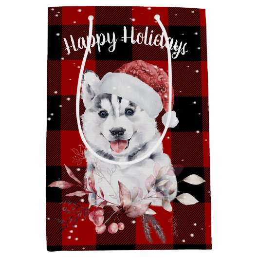 kerstman met buffet met middelmatige cadeautas (Voorkant)