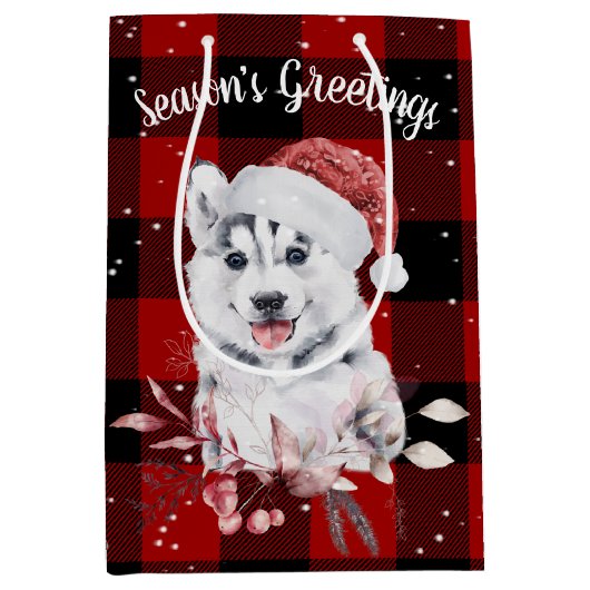 kerstman met buffet met middelmatige cadeautas (Voorkant)