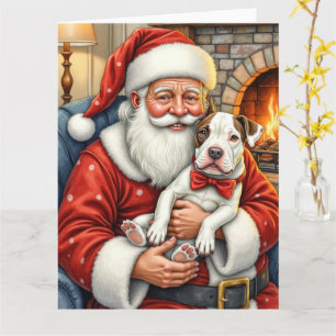 Kerstman met Bull Terrier Kerst Kunst Kaart