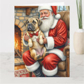 Kerstman met Bullmastiff Kerst Kunst Kaart (Voorkant)