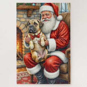 Kerstman met Bullmastiff Kerst Kunst Legpuzzel