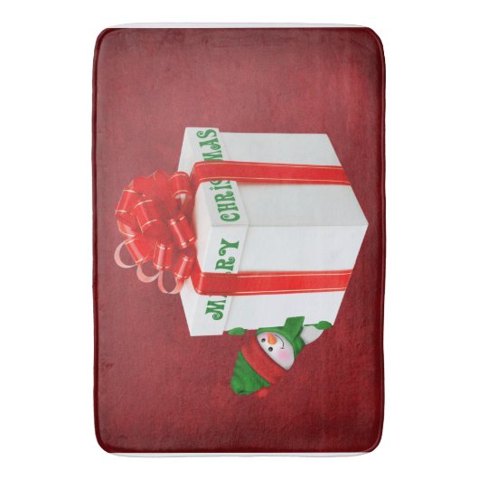 kerstman met cadeau badmat (Voorkant Verticaal)