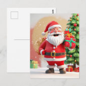 Kerstman met cadeau briefkaart (Voorkant / Achterkant)