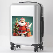 Kerstman met cadeau en konijnen sticker (Koffer)