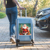 Kerstman met cadeau en konijnen sticker (Koffer Insitu)