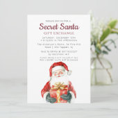 Kerstman met cadeau Geheim Kerstfeest Kaart (Staand voorkant)