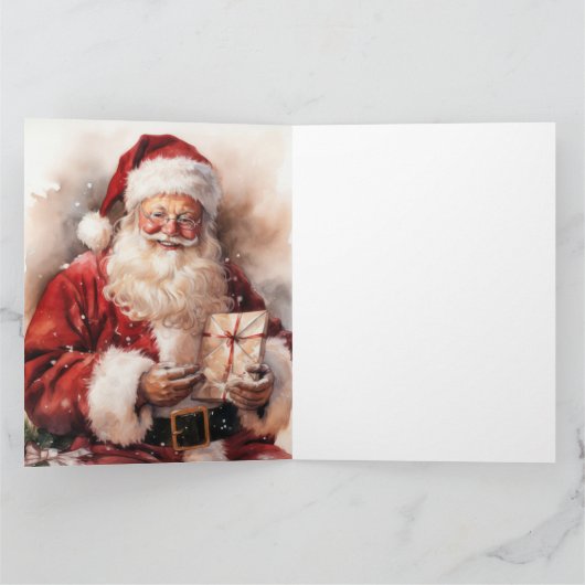 Kerstman met cadeau kaart (Binnen)