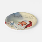 kerstman met Cadeau kerstfeest Papieren Bordje (Gekanteld)