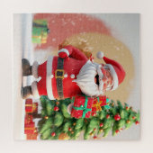 Kerstman met cadeau legpuzzel (Horizontaal)