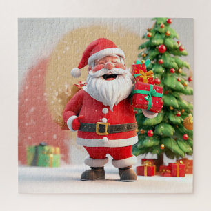 Kerstman met cadeau legpuzzel