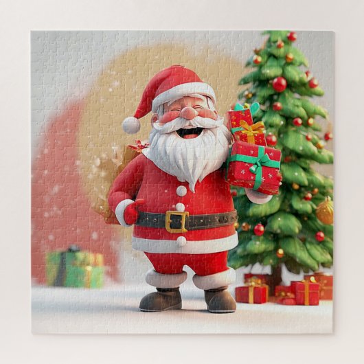 Kerstman met cadeau legpuzzel (Verticaal)