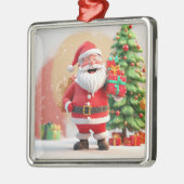 Kerstman met cadeau metalen ornament (Links)