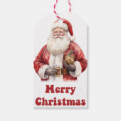 Kerstman met cadeau op charmant label cadeaulabel (Voorkant)