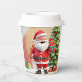 Kerstman met cadeau papieren bekers (Achterkant)