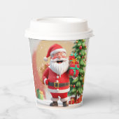 Kerstman met cadeau papieren bekers (Voorkant)