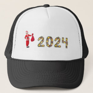 Kerstman met cadeaus Afbeelding 2024 jaar Gedrukt Trucker Pet