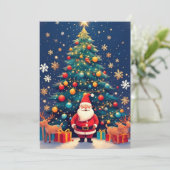 Kerstman met cadeaus en kerstboom kaart (Staand voorkant)