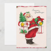 kerstman met cadeaus feestdagenkaart (Voorkant / Achterkant)