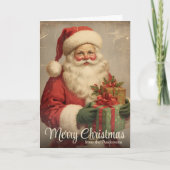  kerstman met cadeaus gepersonaliseerde kerst feestdagen kaart (Voorkant)
