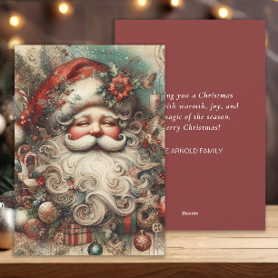 Kerstman met cadeaus in vintage stijl feestdagenkaart