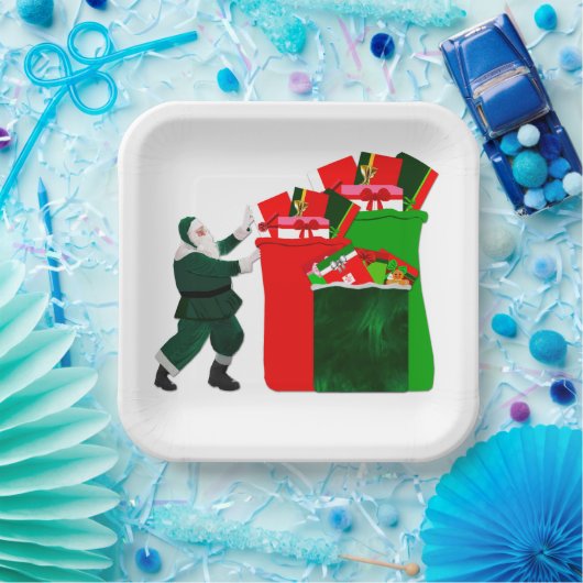 Kerstman met Cadeaus papieren Borden Papieren Bordje (Feest)
