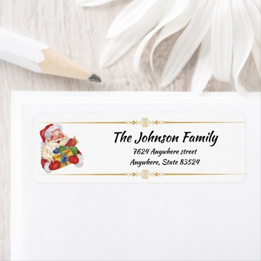  kerstman met cadeaus Retouradreslabel Etiket (Insitu)