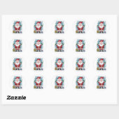 Kerstman met cadeaus ronde sticker (Vel)