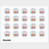 Kerstman met cadeaus ronde sticker (Vel)