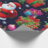 Kerstman met Cadeaus vakantie Cadeaupapier (Hoek)