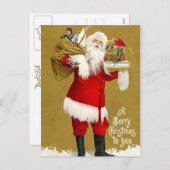 Kerstman met cadeautjes feestdagenkaart (Voorkant / Achterkant)