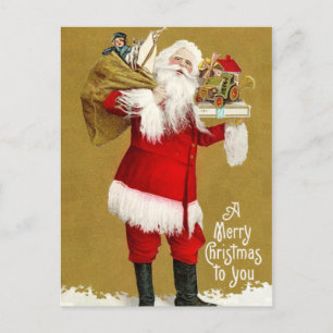 Kerstman met cadeautjes feestdagenkaart