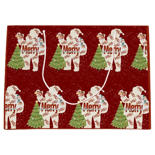 Kerstman met cadeautjes groot cadeauzakje (Voorkant)