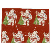 Kerstman met cadeautjes groot cadeauzakje (Achterkant)