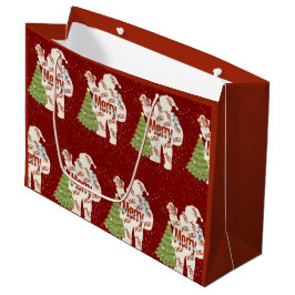 Kerstman met cadeautjes groot cadeauzakje