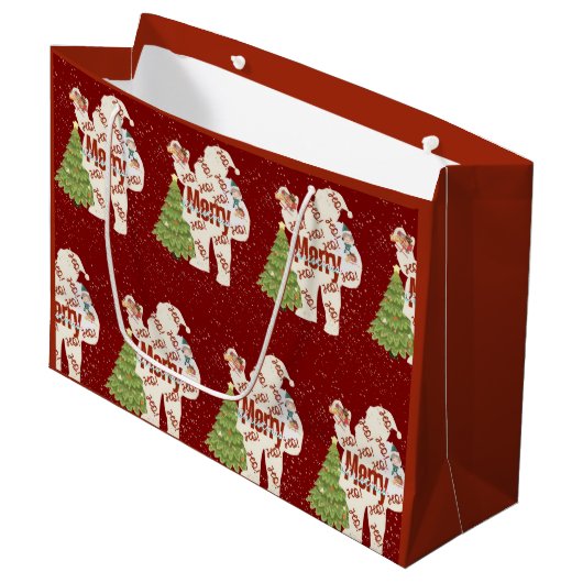 Kerstman met cadeautjes groot cadeauzakje (Voorkant Gekanteld)