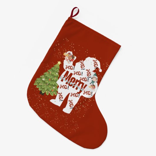 Kerstman met cadeautjes grote kerstsok (Voorkant (Hangend))