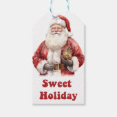 Kerstman met cadeautjes op labels cadeaulabel (Voorkant)