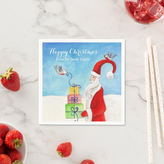 Kerstman met cadeautjes papieren servetten (Insitu)