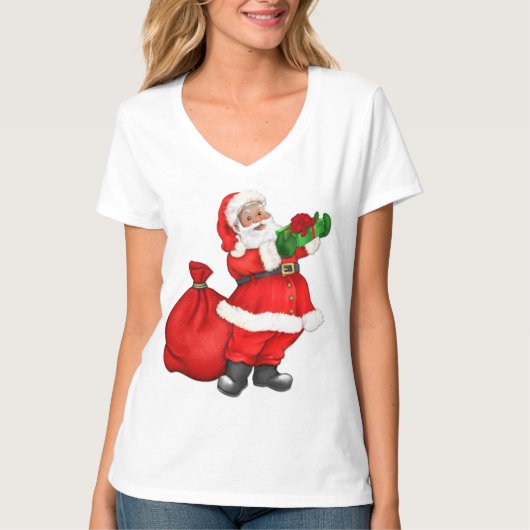 Kerstman met cadeautjes t-shirt (Voorkant)