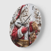 Kerstman met cadeautjes voor een vrolijk kerstfees grote klok (Hoek)