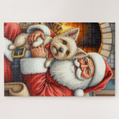 Kerstman met Cairn Terrier Kerstkunst Legpuzzel (Horizontaal)