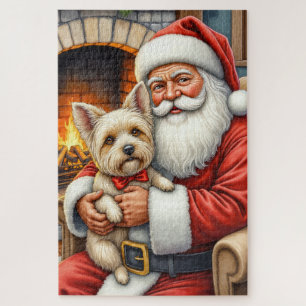 Kerstman met Cairn Terrier Kerstkunst Legpuzzel