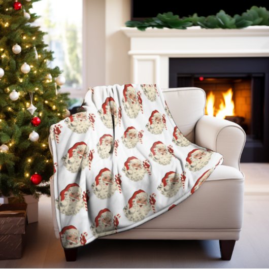  Kerstman met Candy Cane. Fleece Deken