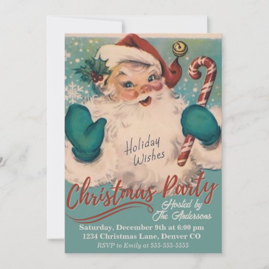 Kerstman met Candy Cane Kerstfeest Kaart (Voorkant)