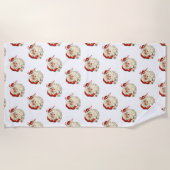  Kerstman met Candy Cane. Strandlaken (Voorkant)