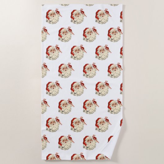 Kerstman met Candy Cane. Strandlaken (Voorkant)