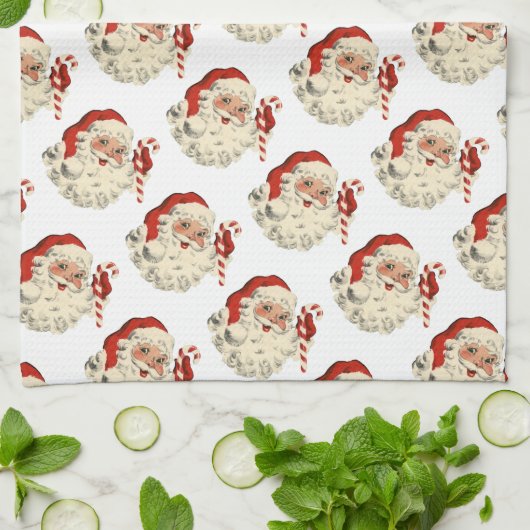  Kerstman met Candy Cane. Theedoek (Gevouwen)